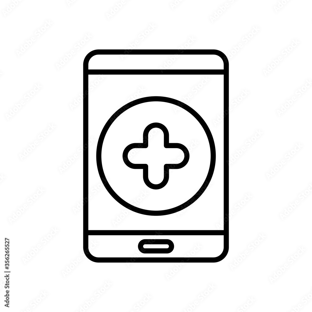 smartphone with medical app icon, line style smartphone with medical app icon, line style