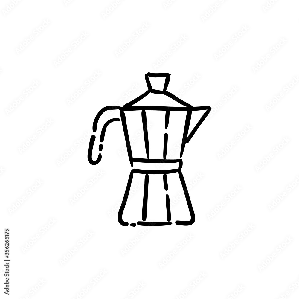 Geyser coffee maker, doodle icon. Symbol of brewery. Hand drawn linear illustration. Geyser coffee maker, doodle icon. Symbol of brewery. Hand drawn linear illustration.
