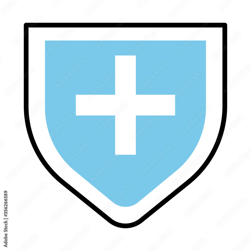 shield with medical cross line half color style icon shield with medical cross line half color style icon