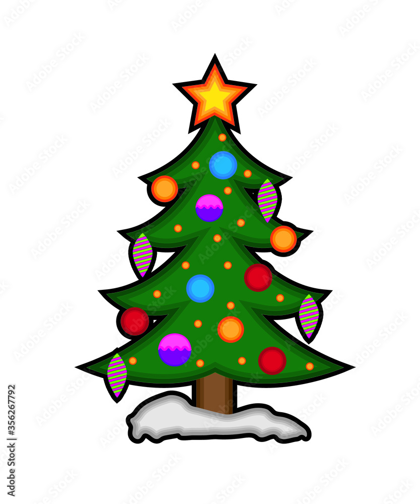 Fototapeta premium christmas tree vector illustration isolated on white