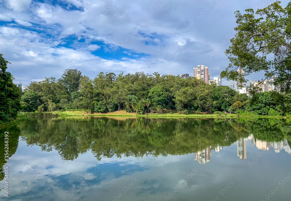 Lake and the Aclimação Park in São Paulo, Brazil