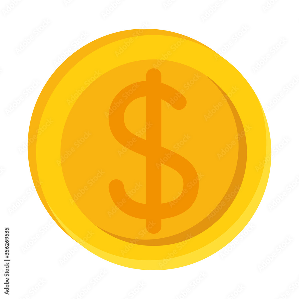 dollar coin of money financial banking commerce and market theme Vector illustration dollar coin of money financial banking commerce and market theme Vector illustration