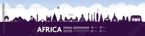 Africa travel destination grand vector illustration. 