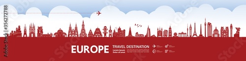 Europe travel destination grand vector illustration. 