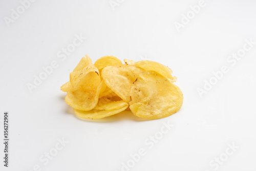potato chips fries on white background portion os fries potato