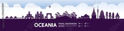 Oceania travel destination grand vector illustration. 