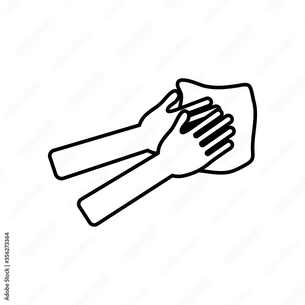 hands with tissue icon, line style hands with tissue icon, line style