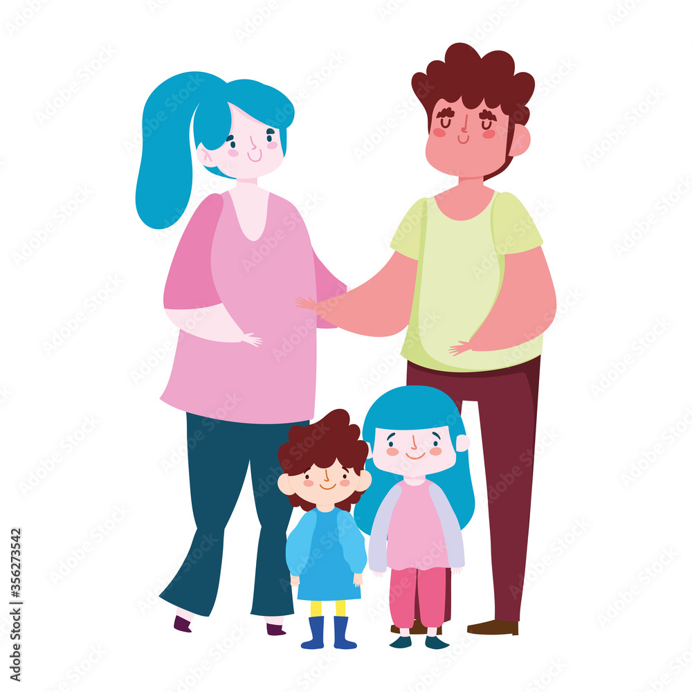 father mother little daughter and son character, family day father mother little daughter and son character, family day