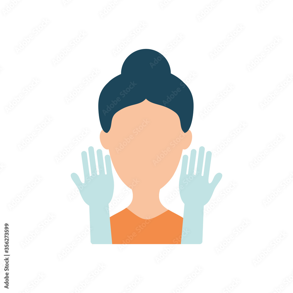 avatar woman wearing protective medical gloves, flat style avatar woman wearing protective medical gloves, flat style