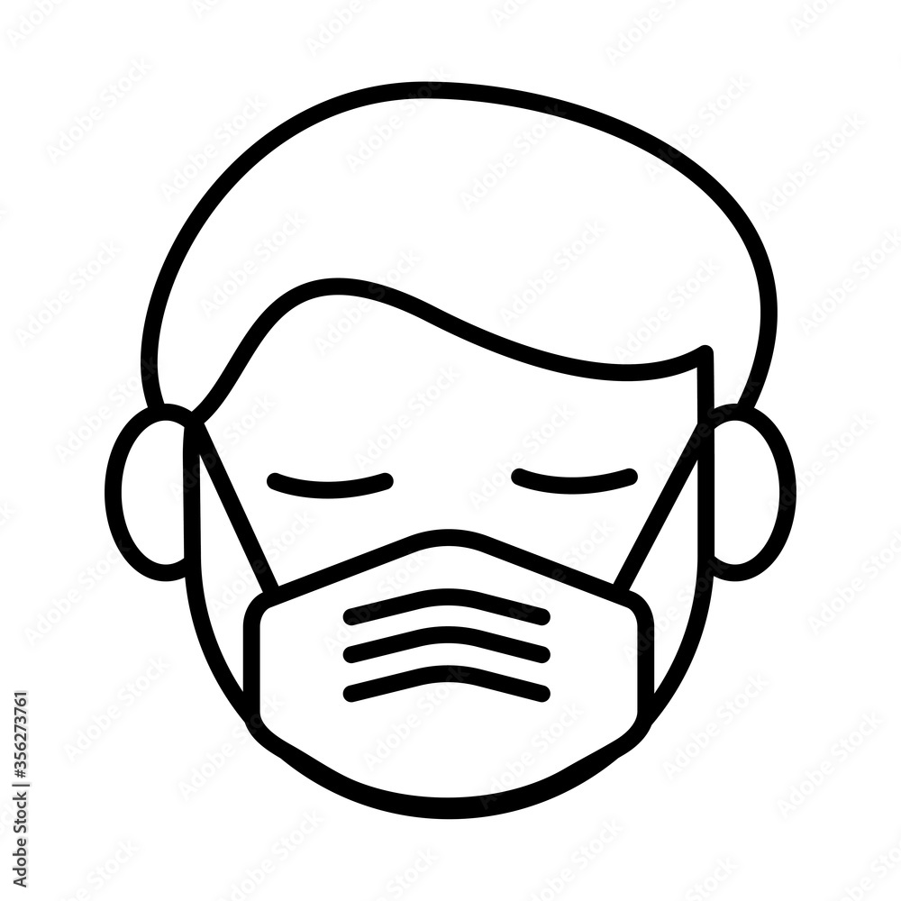 man using face mask line style icon
