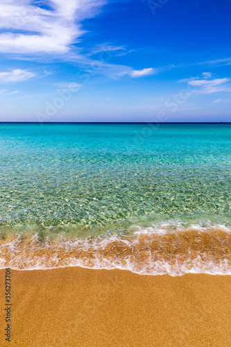 Fototapeta Naklejka Na Ścianę i Meble -  Beautiful turquoise beach Falasarna (Falassarna) in Crete, Greece. View of famous paradise sandy deep turquoise beach of Falasarna (Falassarna) in North West, Crete island, Greece.
