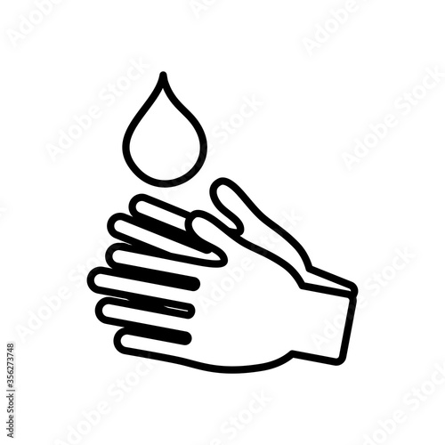 water drop and hands icon, line style