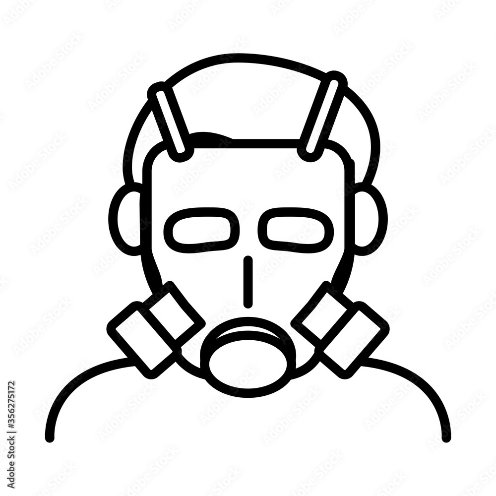 person wearing biosafety mask line style icon person wearing biosafety mask line style icon