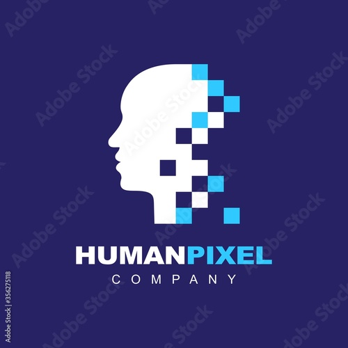 Human Face Pixel Technology Logo Symbol Vector