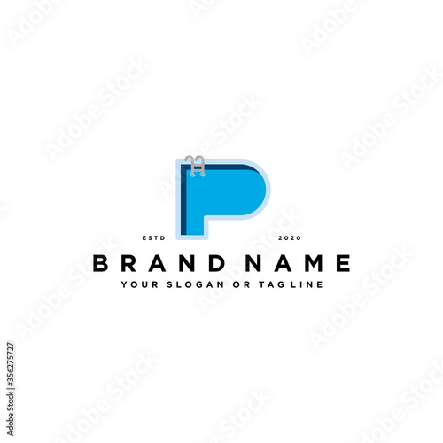 letter P pool logo design vector