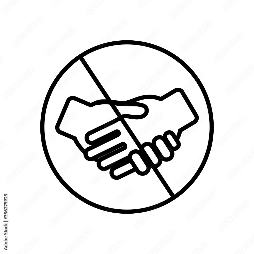 Fototapeta premium prohibited handshake concept, forbidden sign with handshaking icon , line style