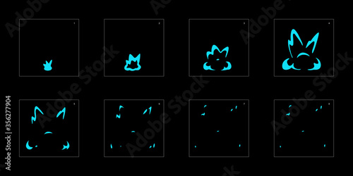 Water explosion effect. Explosion Animation effect. Animation Sprite sheet for games, cartoon or animation. vector style animation effect 1116.