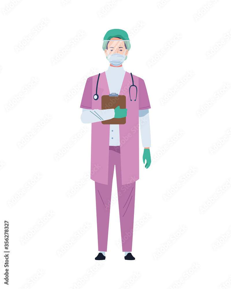 female surgeon doctor wearing medical mask with checklist female surgeon doctor wearing medical mask with checklist