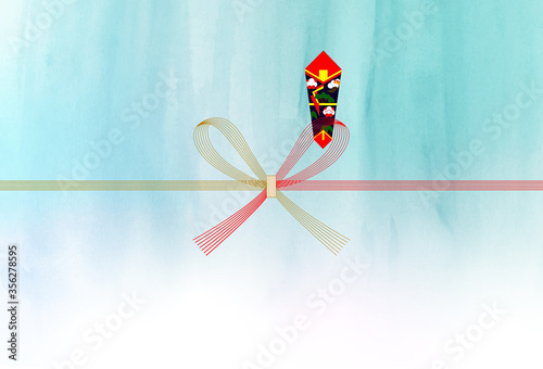 のし　水彩　夏　背景