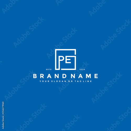 letter PE logo design vector