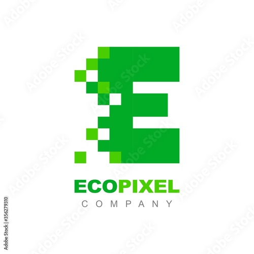 Letter E Pixel Eco Ecology Green Technology Logo Symbol
