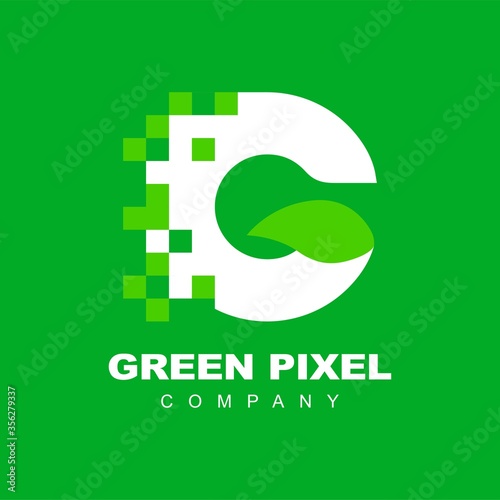 Letter G Pixel Eco Ecology Green Technology Logo Symbol Vector