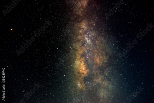 Milky way star on dark night.Deep sky on Universe. with noise and grain.Photo by long exposure and select white balance.