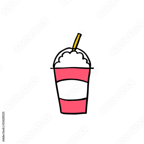 milkshake doodle icon, vector illustration
