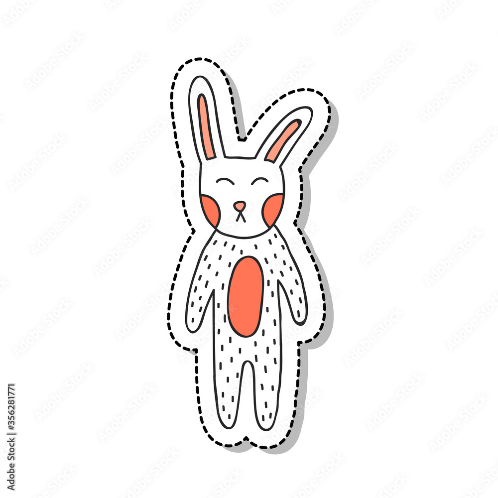 rabbit doodle icon, vector sticker illustration rabbit doodle icon, vector sticker illustration