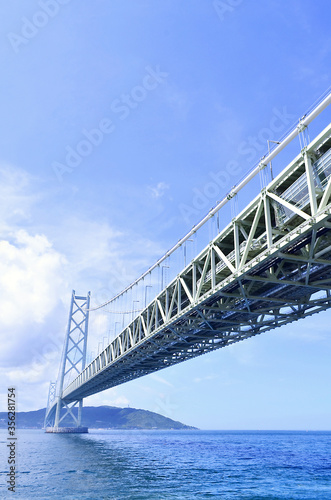 夏の明石海峡大橋