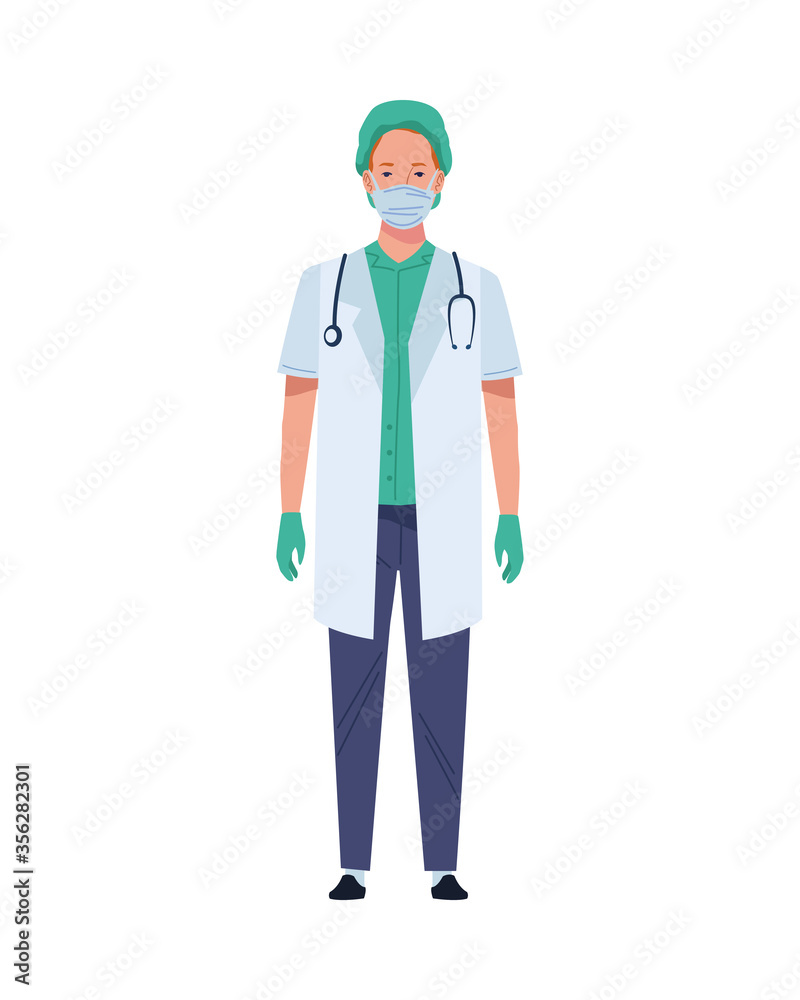 male doctor wearing medical mask with stethoscope male doctor wearing medical mask with stethoscope