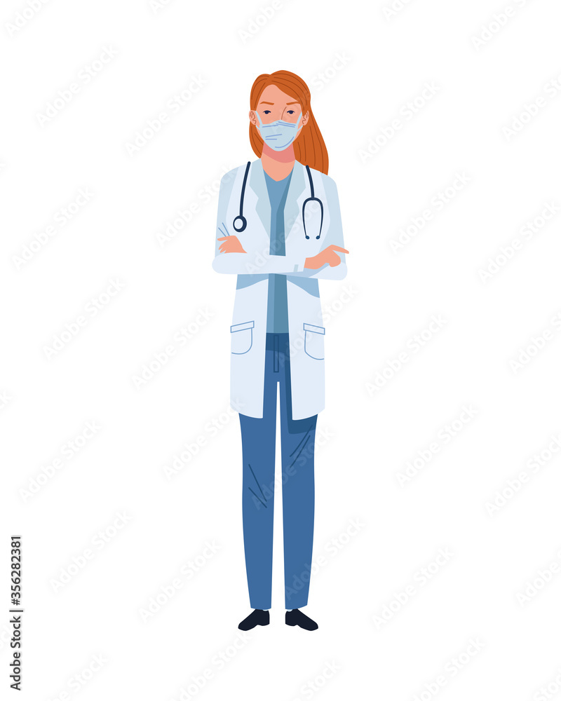female doctor wearing medical mask with stethoscope female doctor wearing medical mask with stethoscope