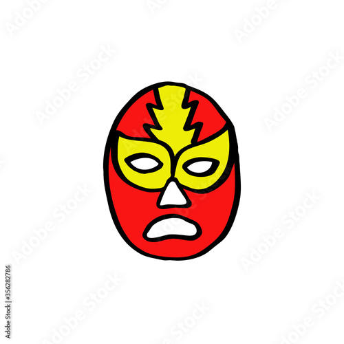 lucha libre, luchador mexican wrestling mask doodle icon, vector illustration