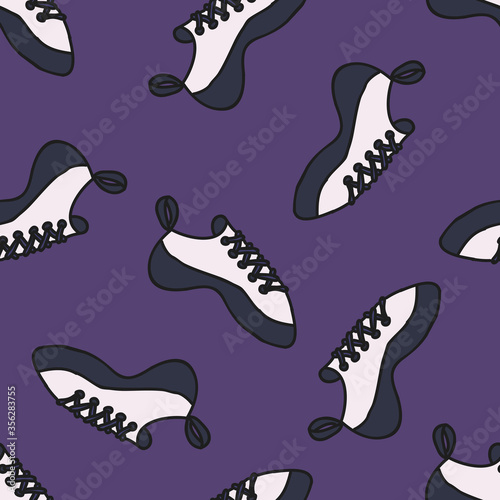 climbing shoes seamless doodle pattern, vector illustration