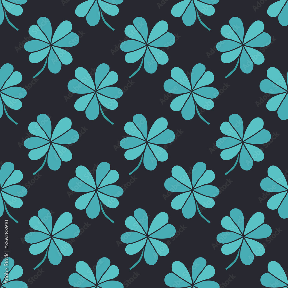 four-leaf clover seamless doodle pattern, vector illustration four-leaf clover seamless doodle pattern, vector illustration