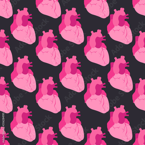 human heart seamless pattern, vector illustration