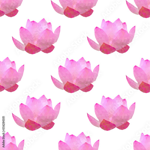 lotos flower polygonal seamless pattern, vector illustration