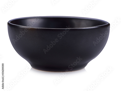 Empty ceramic bowl isolated on white background.