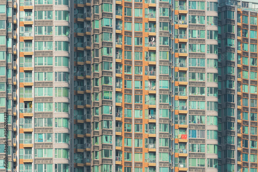 Exterior of high rise residential building in Hong Kong city