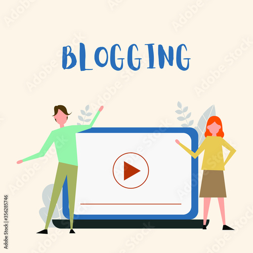 Blogging, Video blogger, content maker concept vector illustration in modern flat style