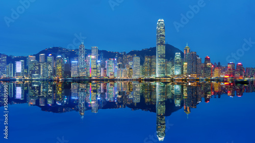 Photography Victoria Harbor of Hong Kong at night