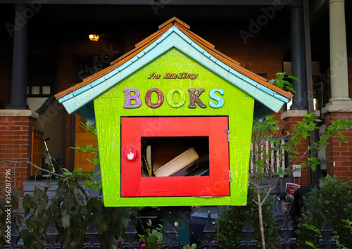 Little Free libruary box with books. outdoor 
