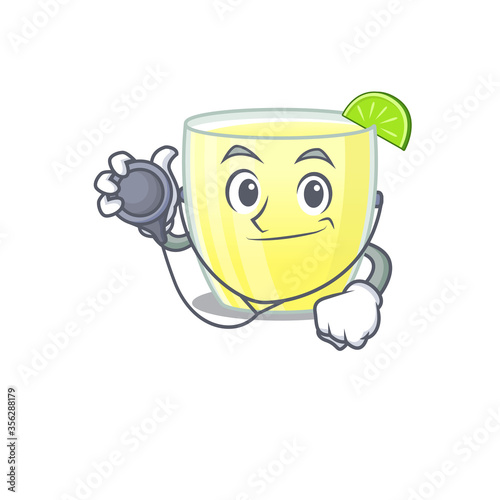 Smiley doctor cartoon character of daiquiri cocktail with tools