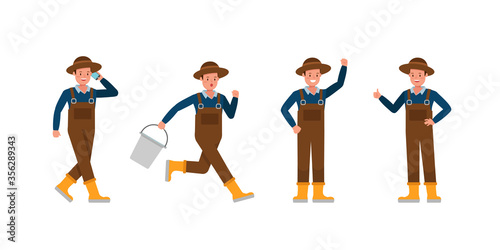 Farmer character vector design. Presentation in various action.