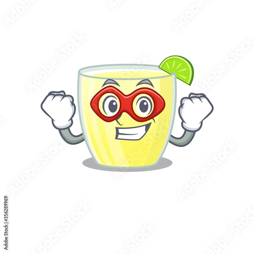 A cartoon drawing of daiquiri cocktail in a Super hero character