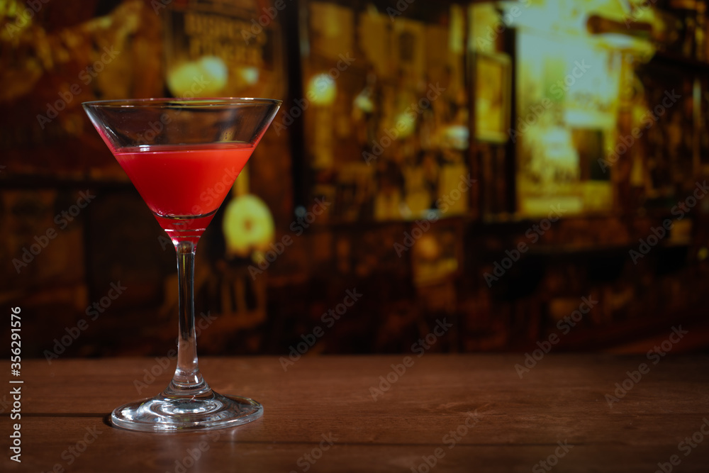 Closeup glass of Manhattan cocktail isolated decorated