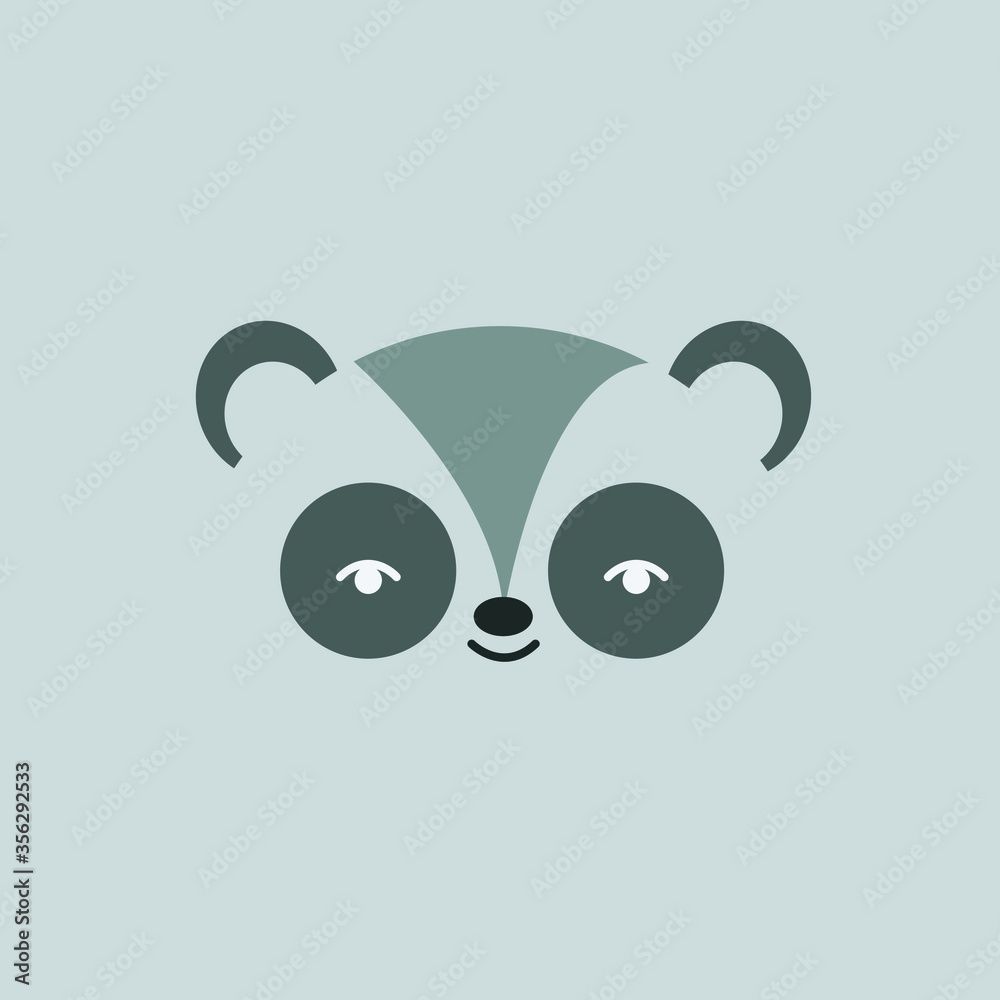 Cute Little Raccoon Face character vector illustration for kids in ...