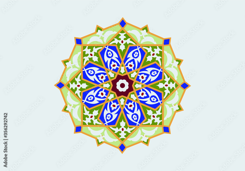 Naklejka premium Ancient Islamic art on the wall. Vector