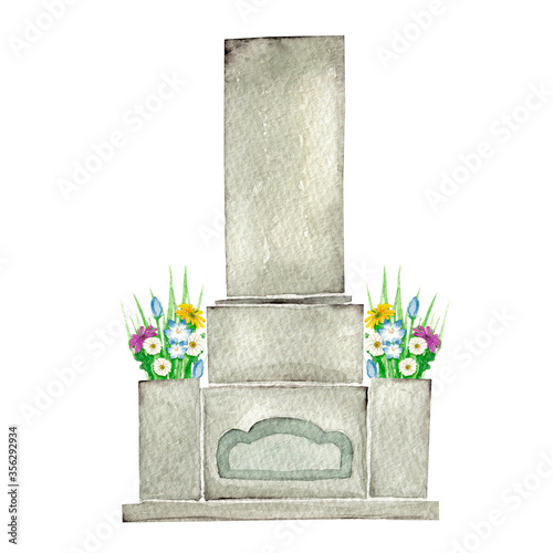 お墓 お墓参り お盆 お彼岸 水彩 イラスト Stock Illustration Adobe Stock