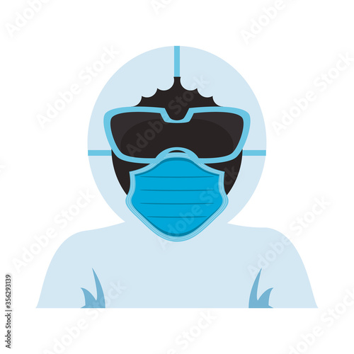 biosafety suit with medical mask and goggles protection accessories